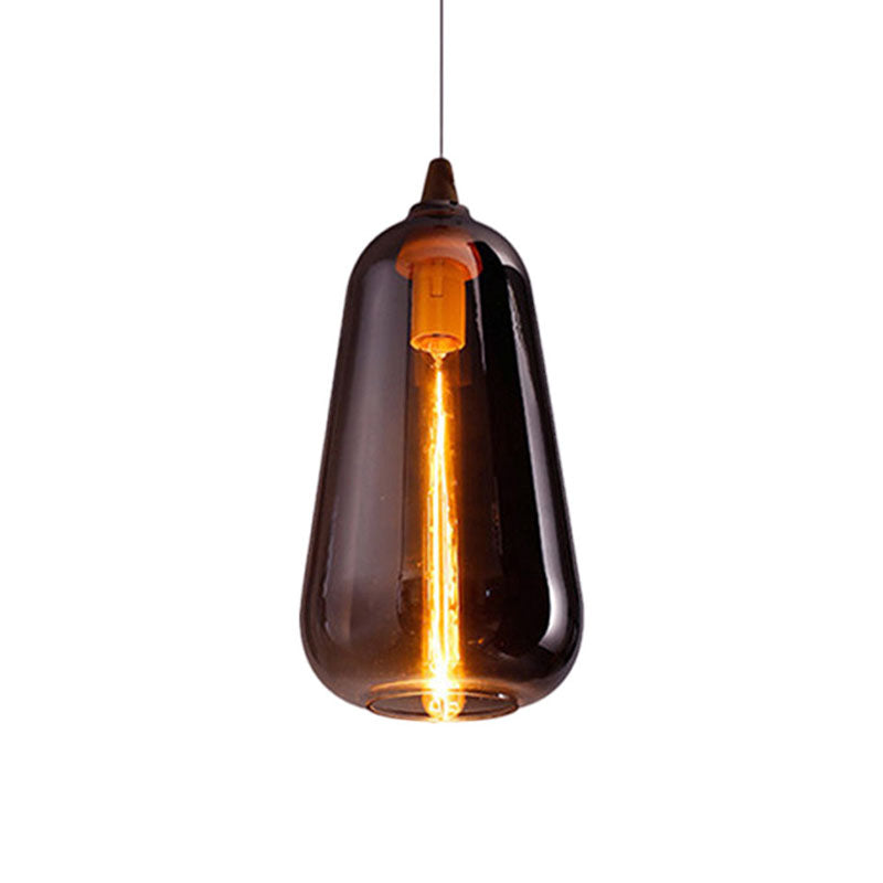 Globale/Pompoen/Ellips Pendant Light Hedendaagse Rook/Amber/Wit Glas 1 Licht Eetkamer Hanglamp