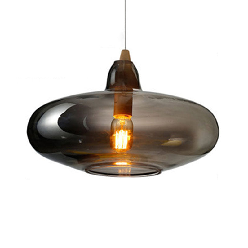 Globale/Pompoen/Ellips Pendant Light Hedendaagse Rook/Amber/Wit Glas 1 Licht Eetkamer Hanglamp