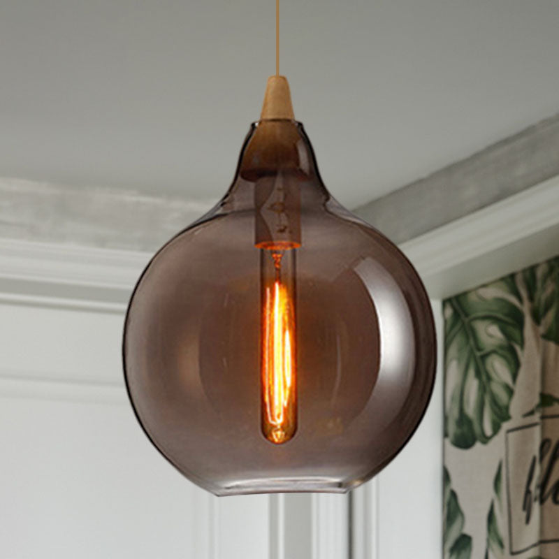 Globale/Pompoen/Ellips Pendant Light Hedendaagse Rook/Amber/Wit Glas 1 Licht Eetkamer Hanglamp