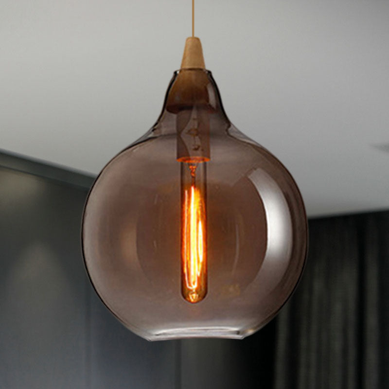 Globale/Pompoen/Ellips Pendant Light Hedendaagse Rook/Amber/Wit Glas 1 Licht Eetkamer Hanglamp