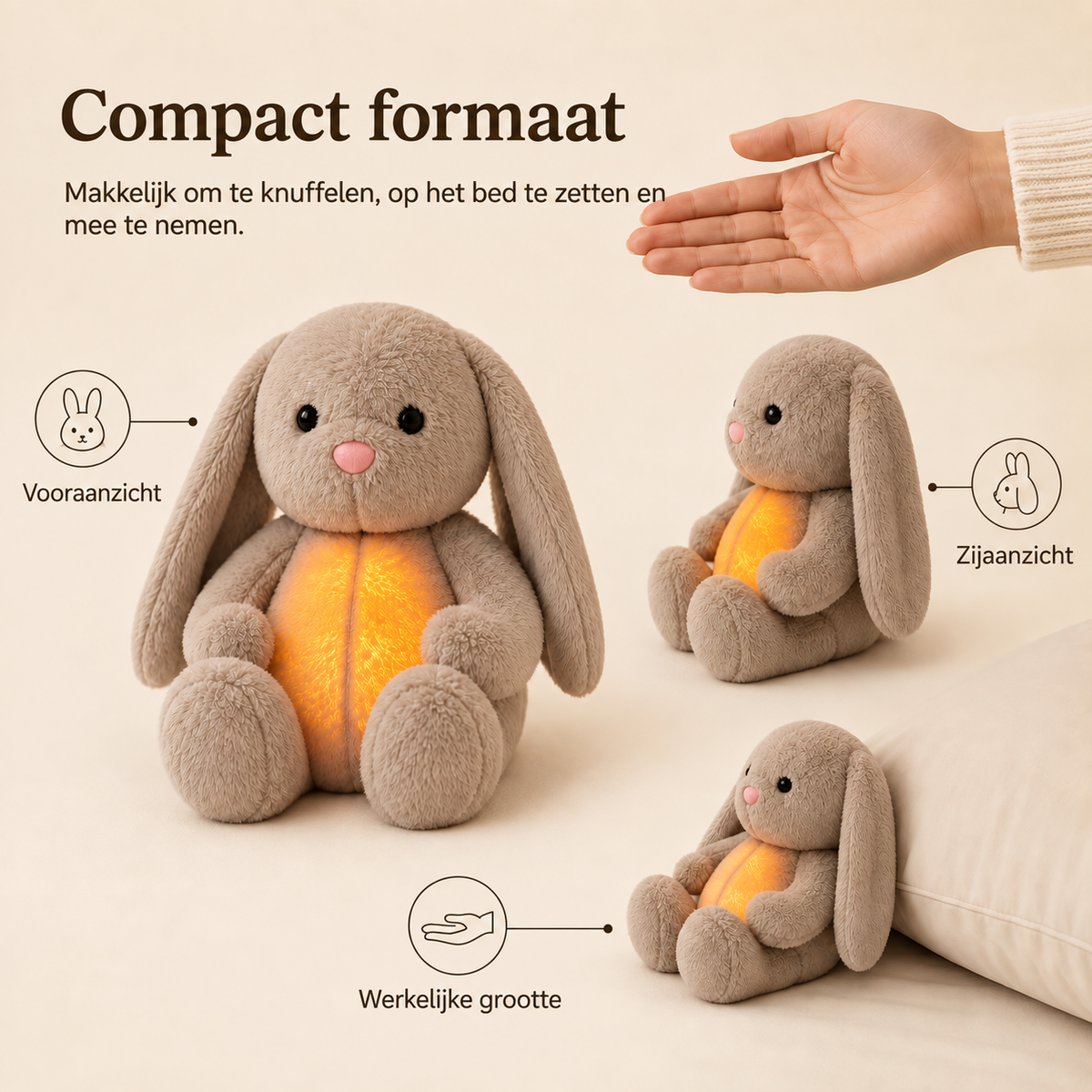 Ontspannende Knuffel met Ademhaling & Nachtlampje - Rustgevend