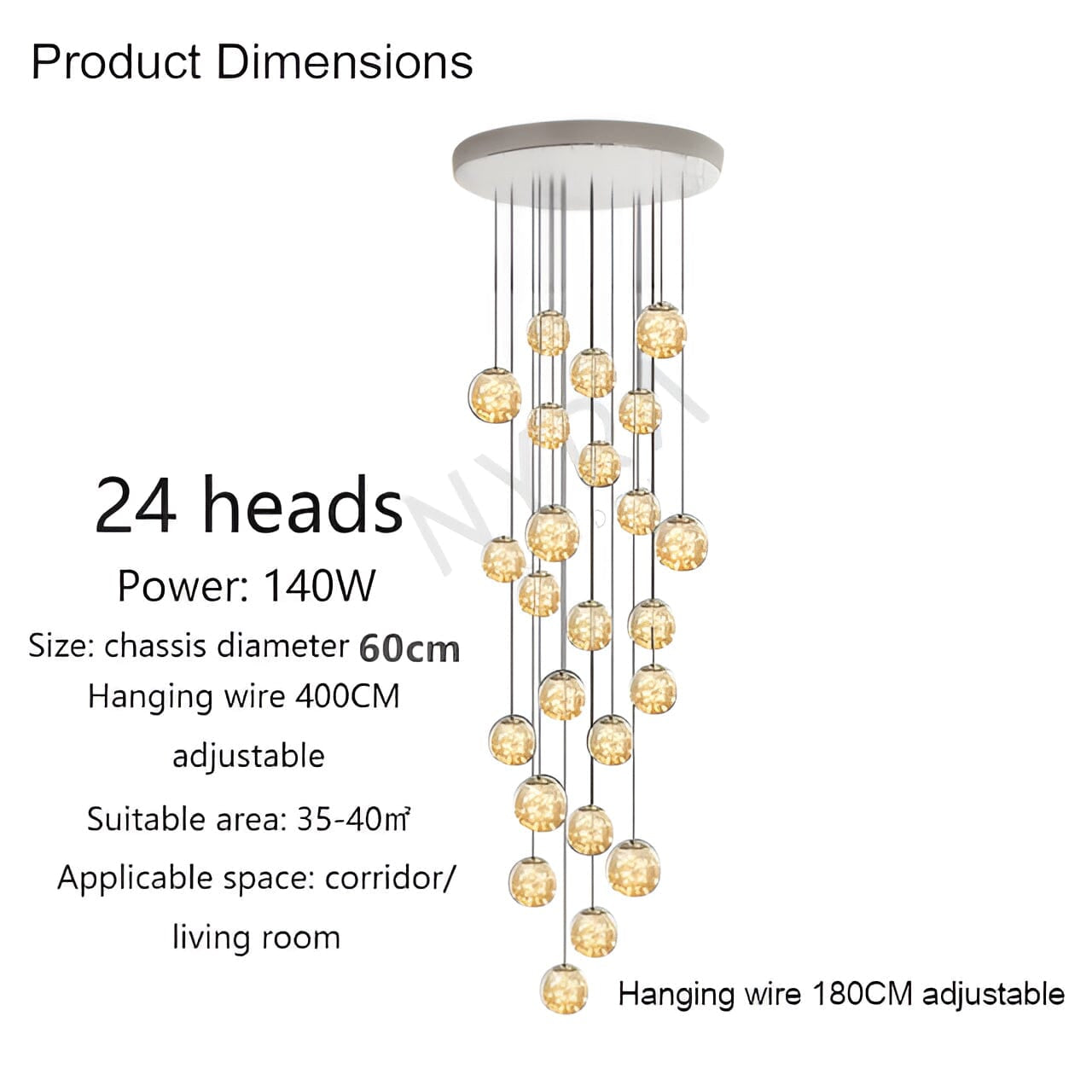 AstraLumen Glazen Bol Trap Chandelier Verhoogt Trapverlichting