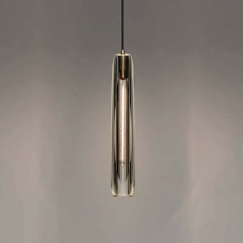 Juni Messing Designer Glazen Hanglamp Rookkleurig