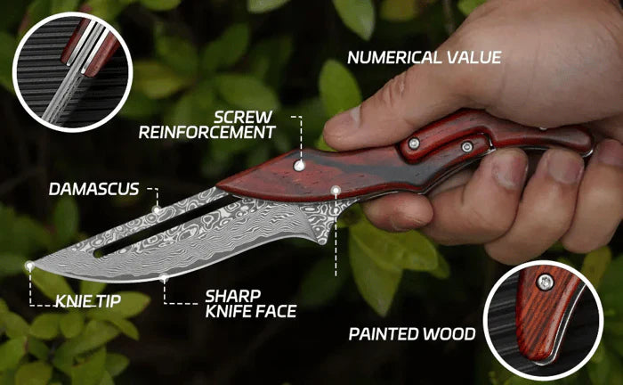 BladeCraft ā Handgemaakt Vouwmes van Damascusstaal
