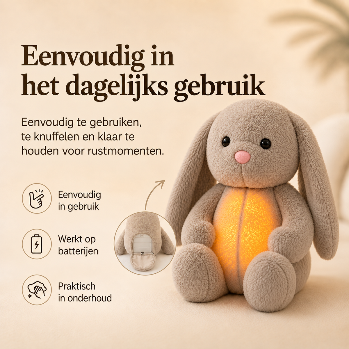 Ontspannende Knuffel met Ademhaling & Nachtlampje - Rustgevend