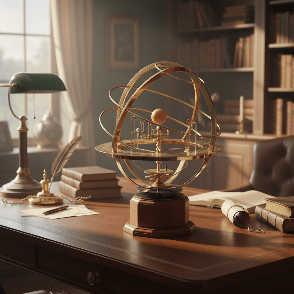 NINEORBIT – Messing Zonnestelsel Display met 5 Nauwkeurig Gemaakte Planeten