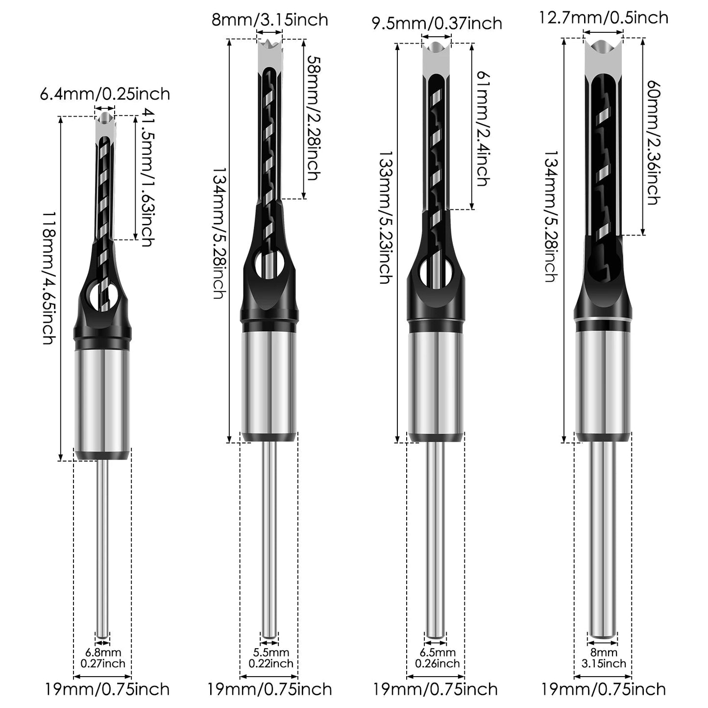 Adapter- & Beitelset voor precieze pen gaten | 8 Opzetstukken 6–16 mm | Compatibel met boormachines