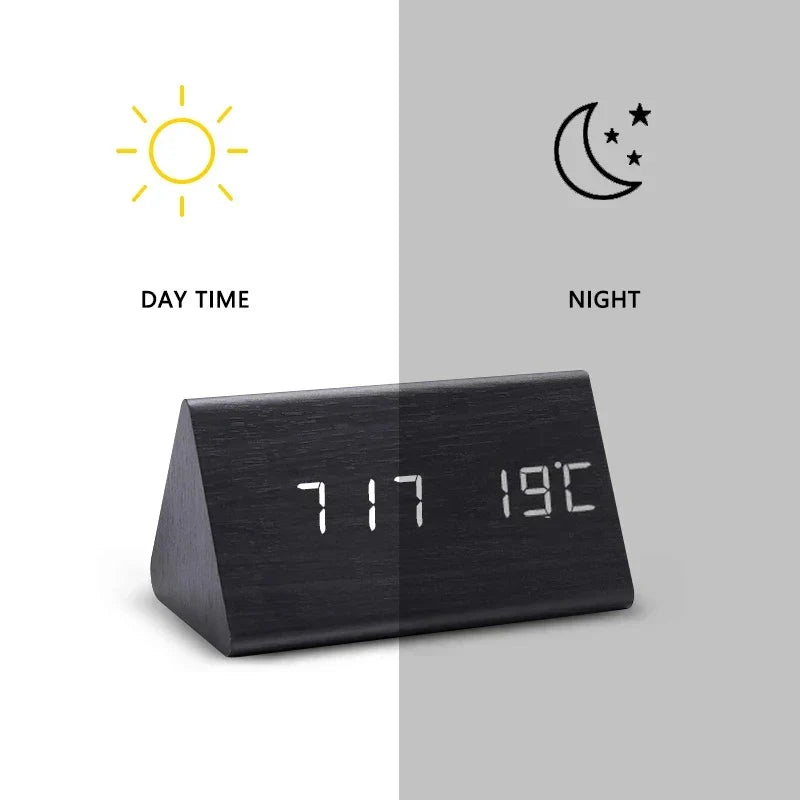 WoodWatch Wecker - LED-display met spraakbesturing en houten uitstraling
