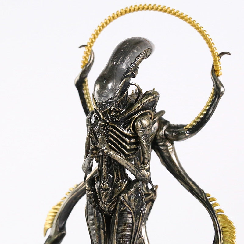Alien Xenomorph Boeddha Beeldje | Surrealistisch Hars Verzamelaarsdecor