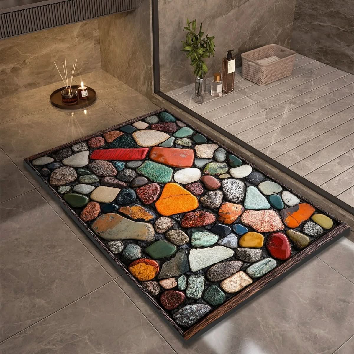 Badmat – Extreem snel drogend, antislip & elegante natuursteenlook