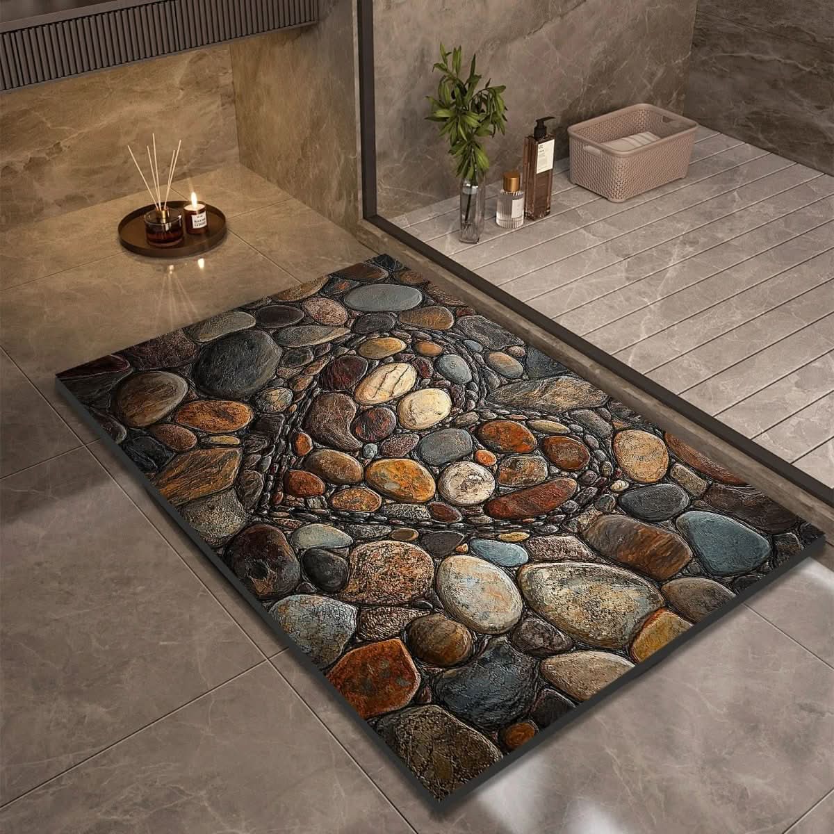 Badmat – Extreem snel drogend, antislip & elegante natuursteenlook