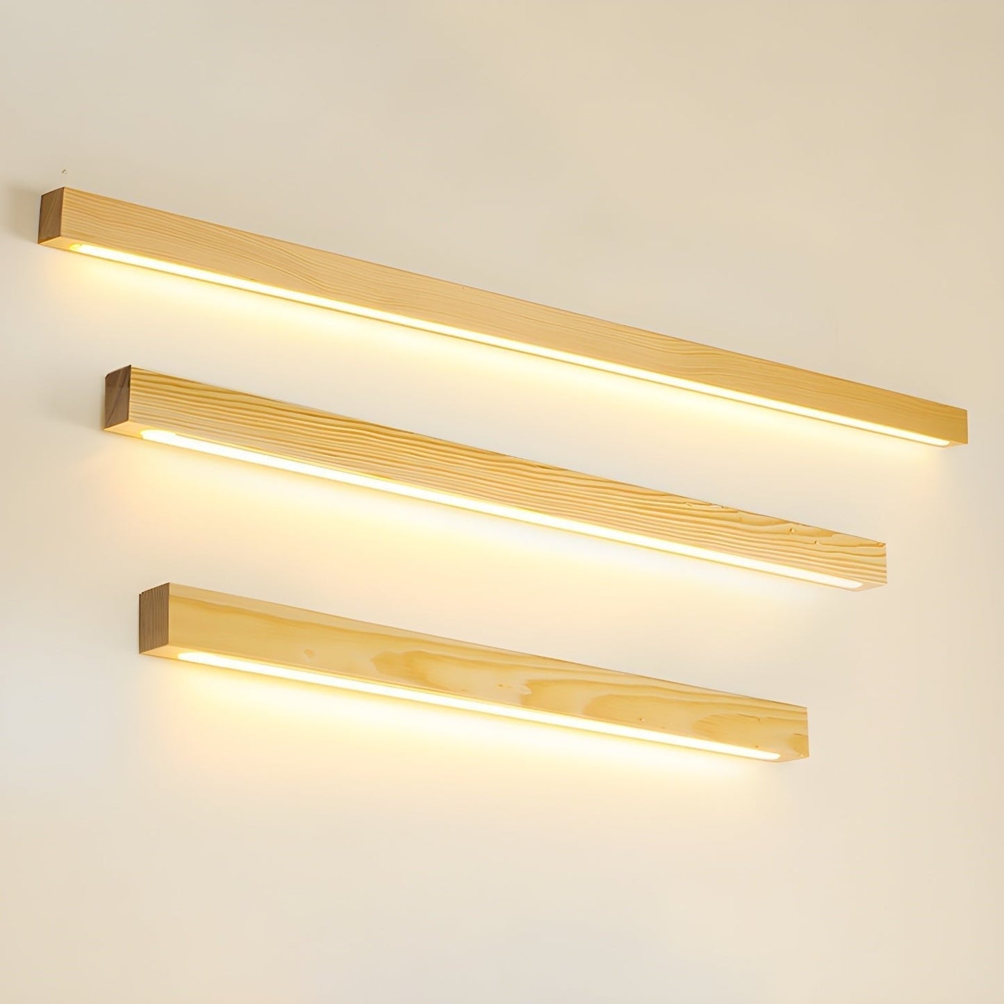 Lustra Wandlamp Lineair Hout en LED Minimalistisch Design
