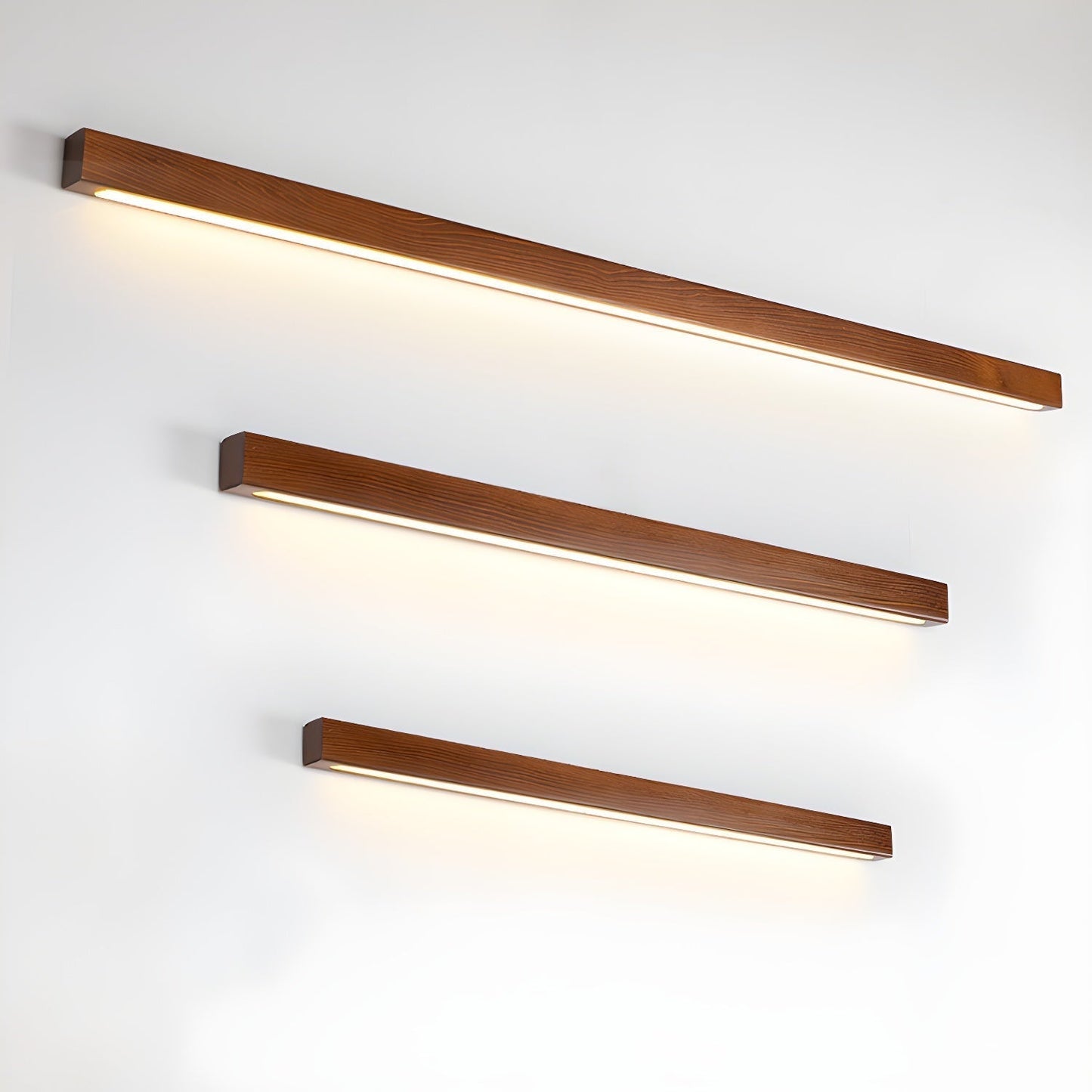 Lustra Wandlamp Lineair Hout en LED Minimalistisch Design
