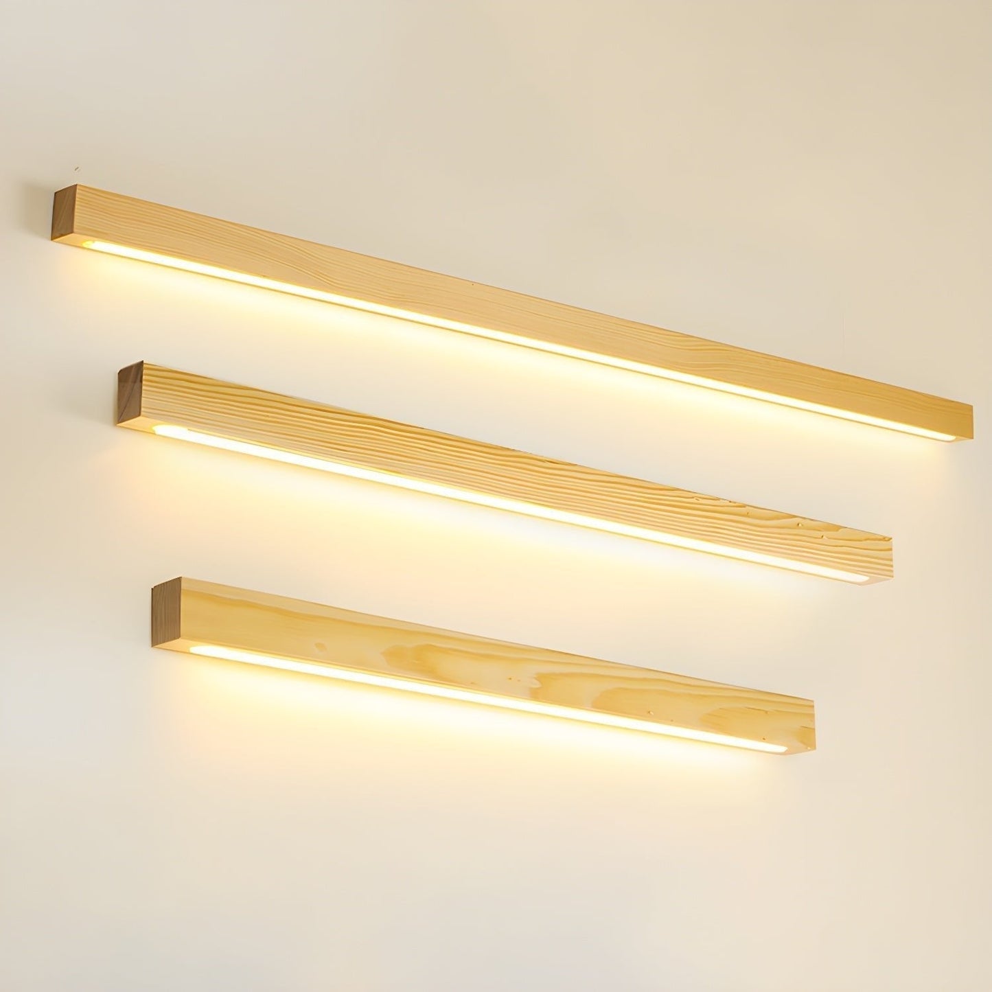 Lustra Wandlamp Lineair Hout en LED Minimalistisch Design