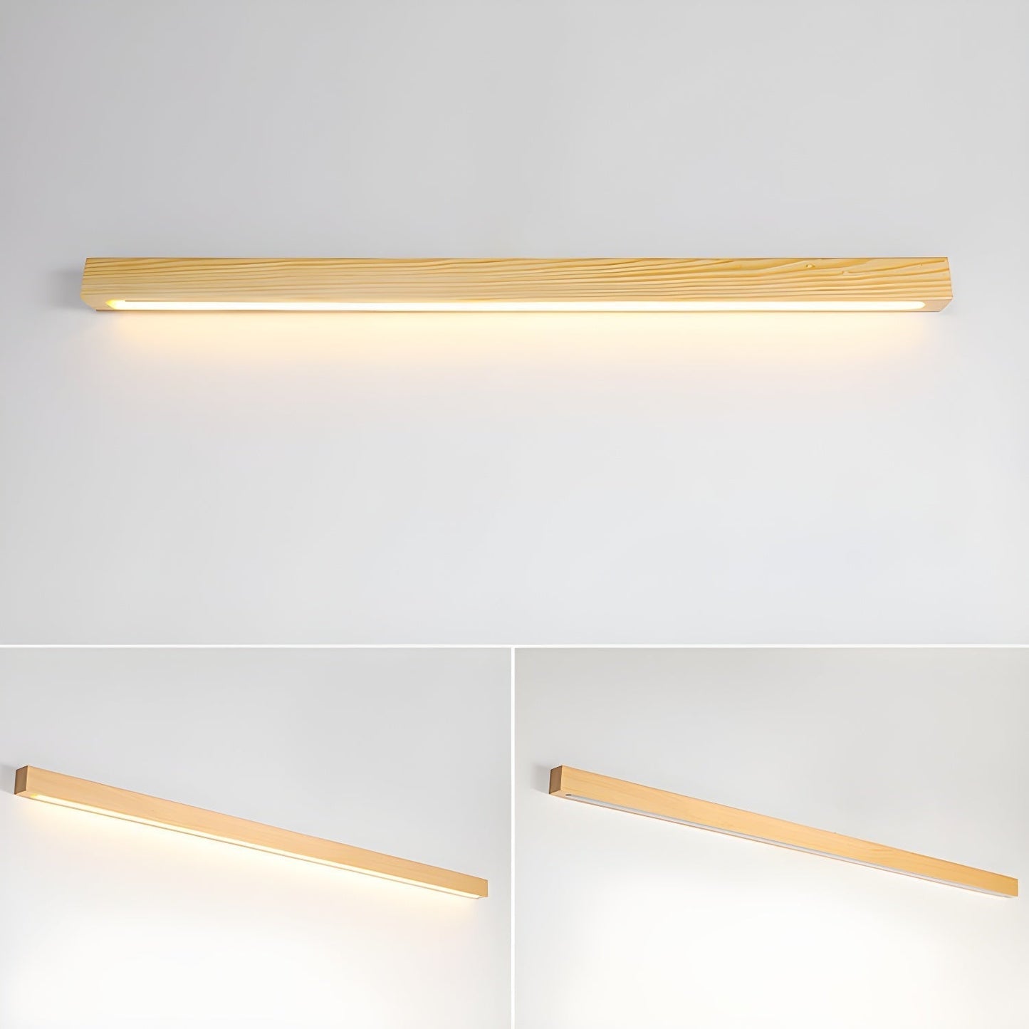 Lustra Wandlamp Lineair Hout en LED Minimalistisch Design