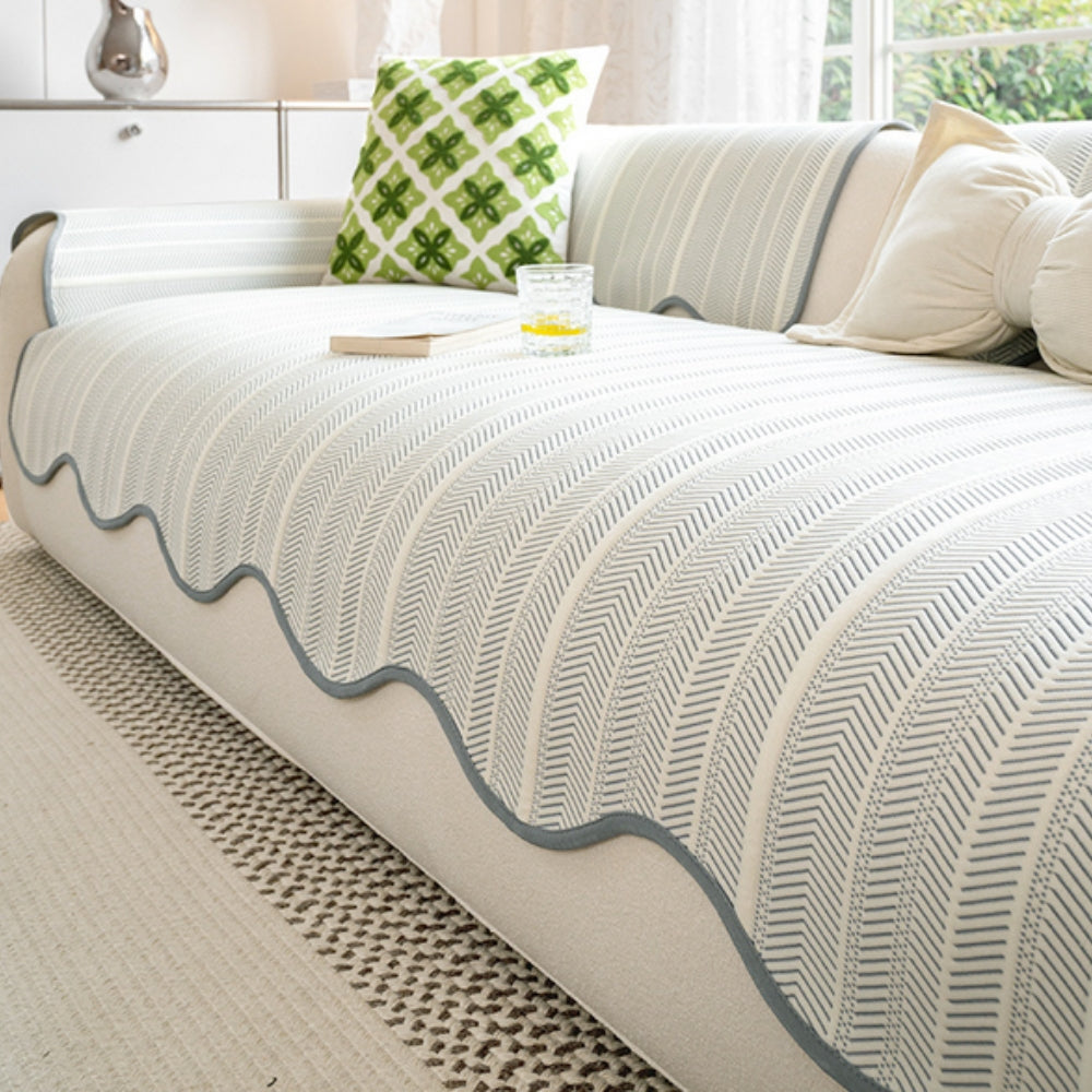 Aurivelle Haringbone Scallop Edge Sofa Cover