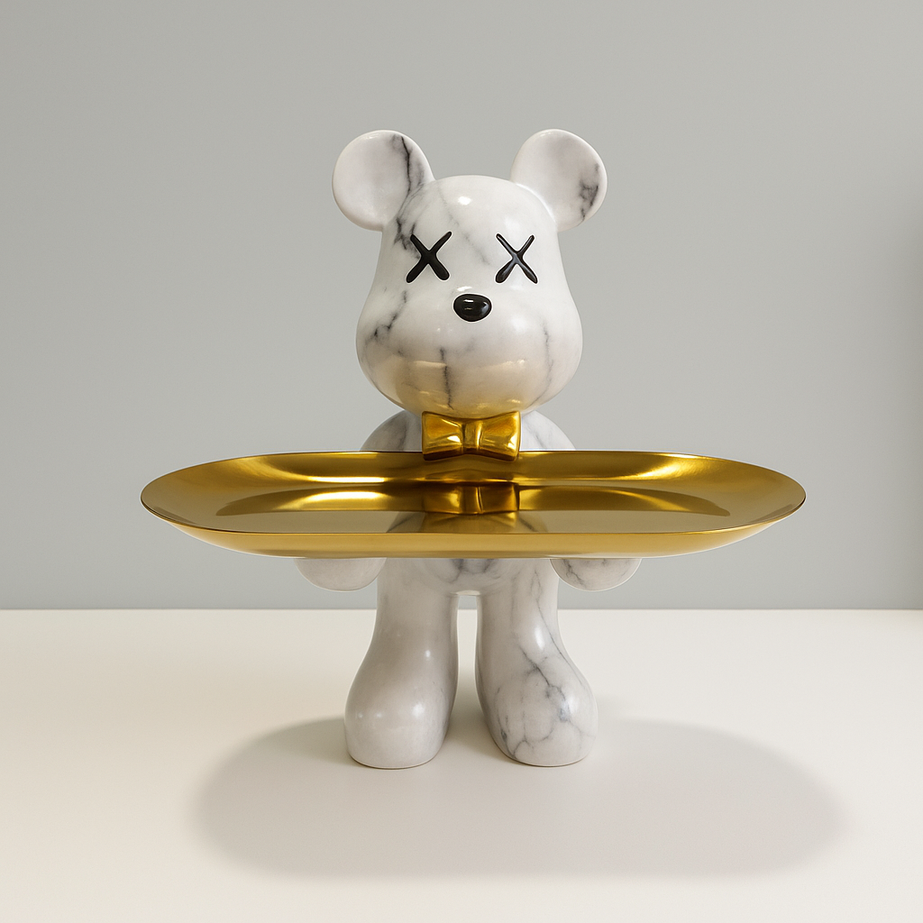 Graffiti Beer Ornament Met Gouden Dienblad Tafelfiguur