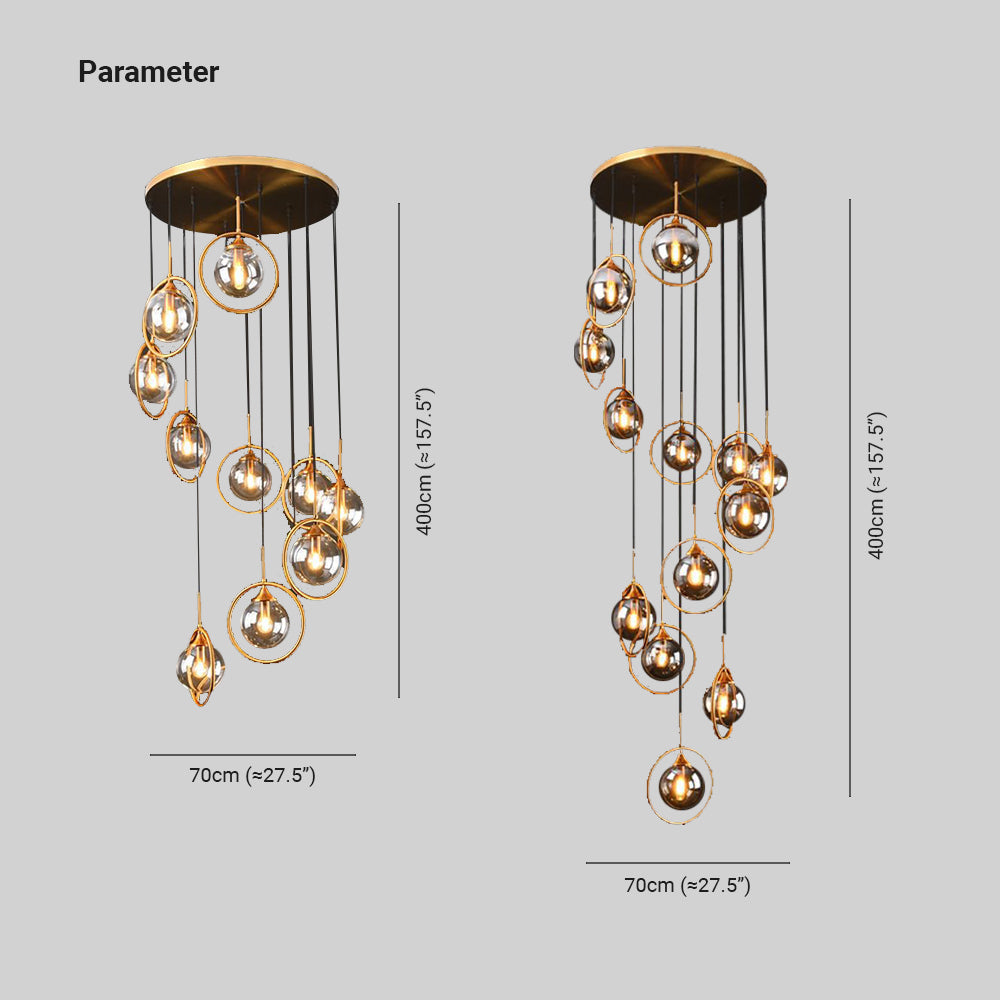 Valentina Moderne Spiraal Ballen Glas Trap Chandelier