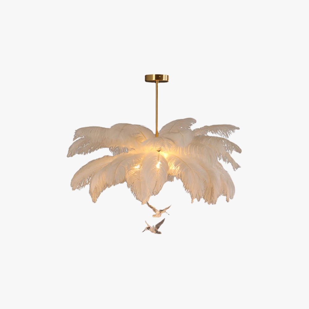 O'Moore Struisvogel Hedendaagse Elegante Veer Kroonluchter, Wit