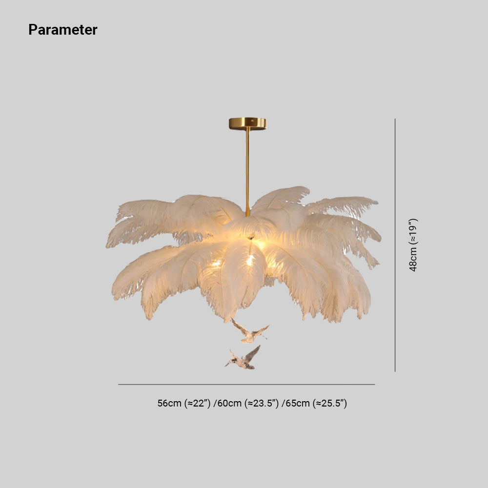 O'Moore Struisvogel Hedendaagse Elegante Veer Kroonluchter, Wit
