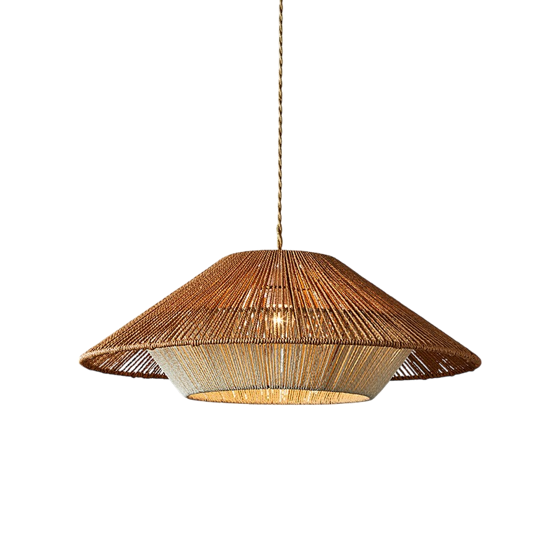 Bamboe geweven hanglamp met brede conische kap