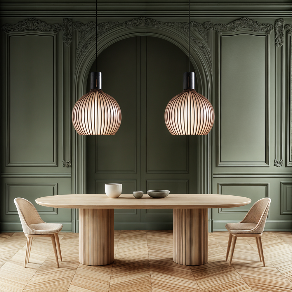 FjordLoom Rustieke Houten Kooi Hanglamp Verstelbare Kabel