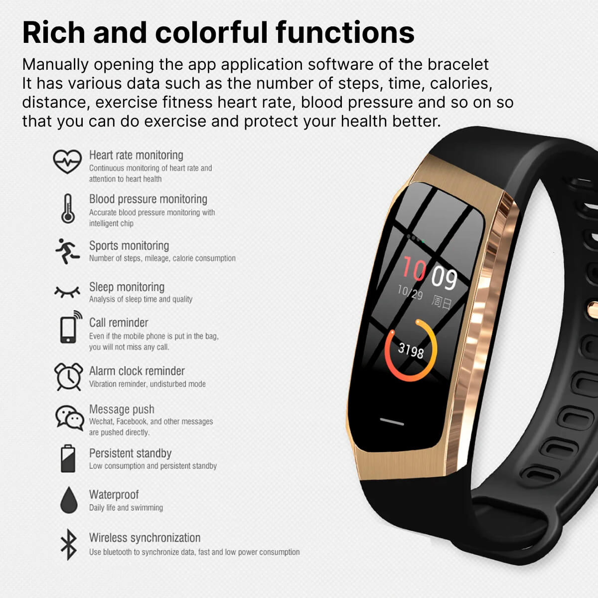 VitaTrack Gezondheidsmetrics Smartwatch Met Activiteiten Tracking