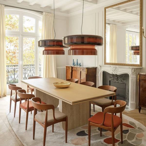 Unieke hanglamp van handgeblazen glas