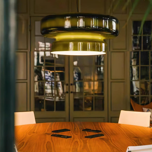 Unieke hanglamp van handgeblazen glas