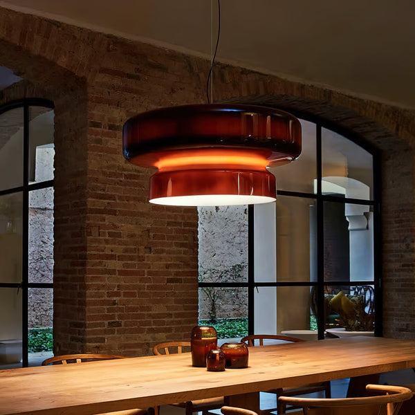 Unieke hanglamp van handgeblazen glas