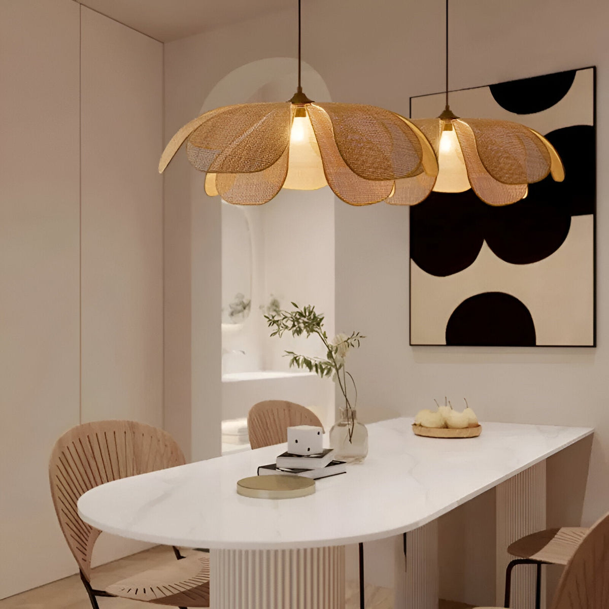 Bamboe Riet Petal Rustic Wicker Hanglamp