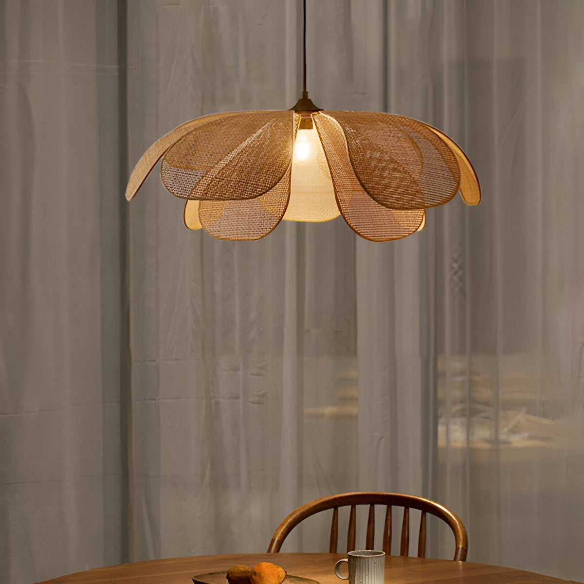 Bamboe Riet Petal Rustic Wicker Hanglamp