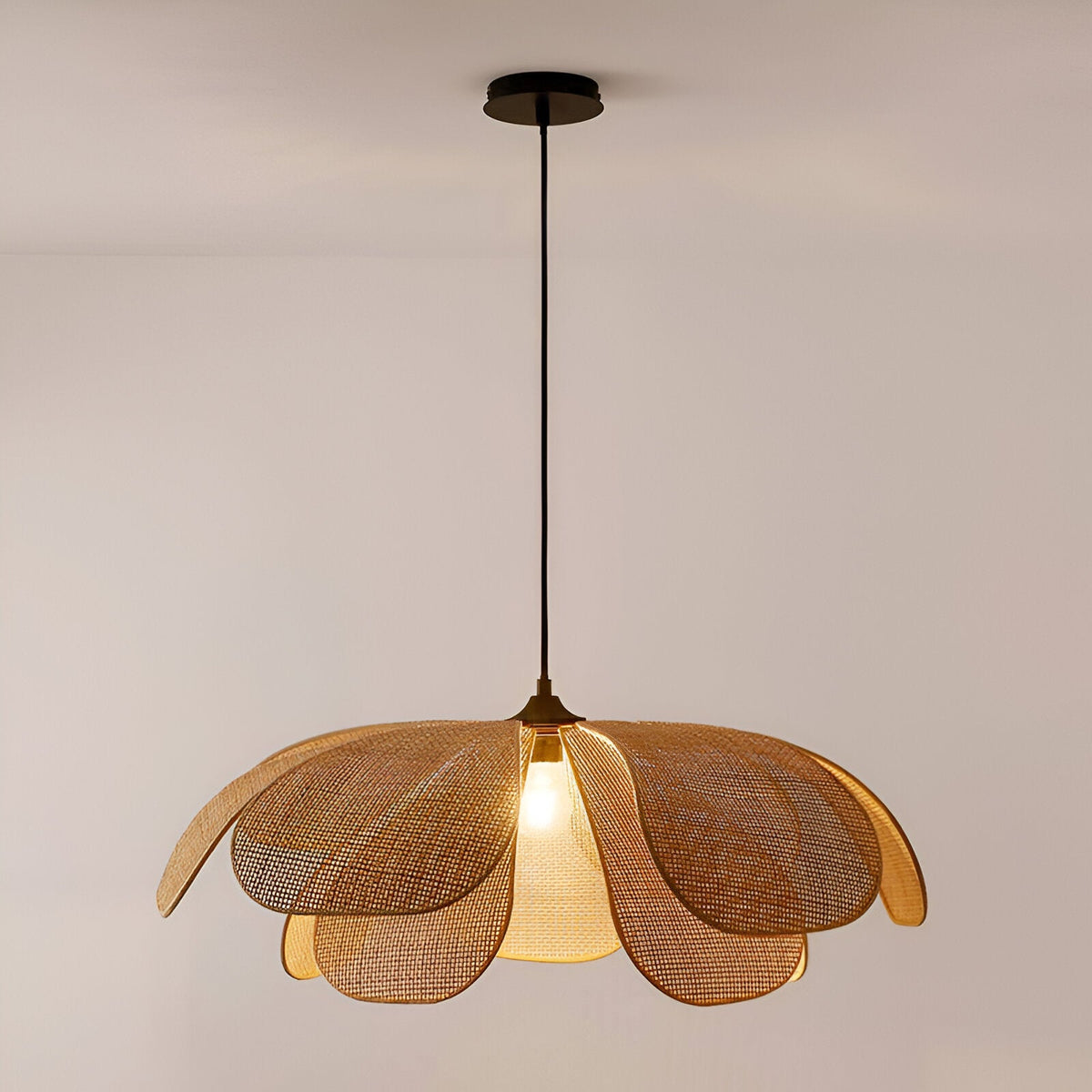 Bamboe Riet Petal Rustic Wicker Hanglamp