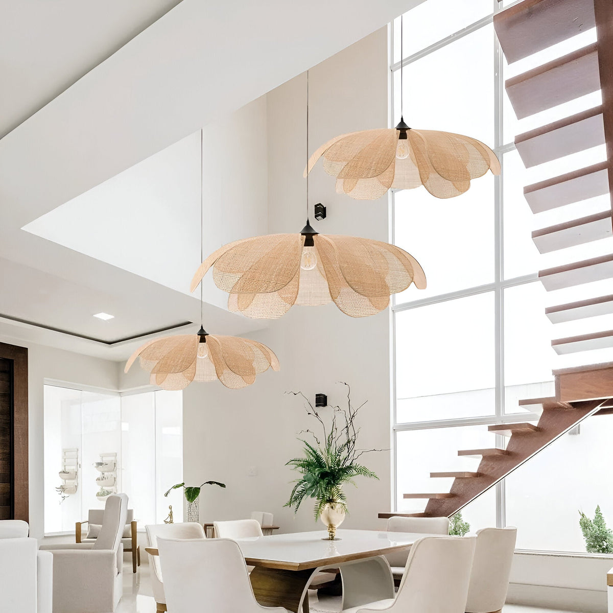 Bamboe Riet Petal Rustic Wicker Hanglamp