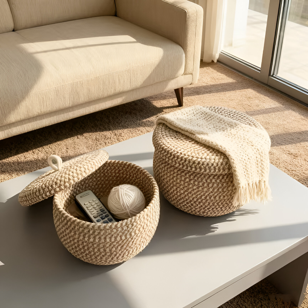 Mirellia – Ronde Boho Opbergmand Met Deksel