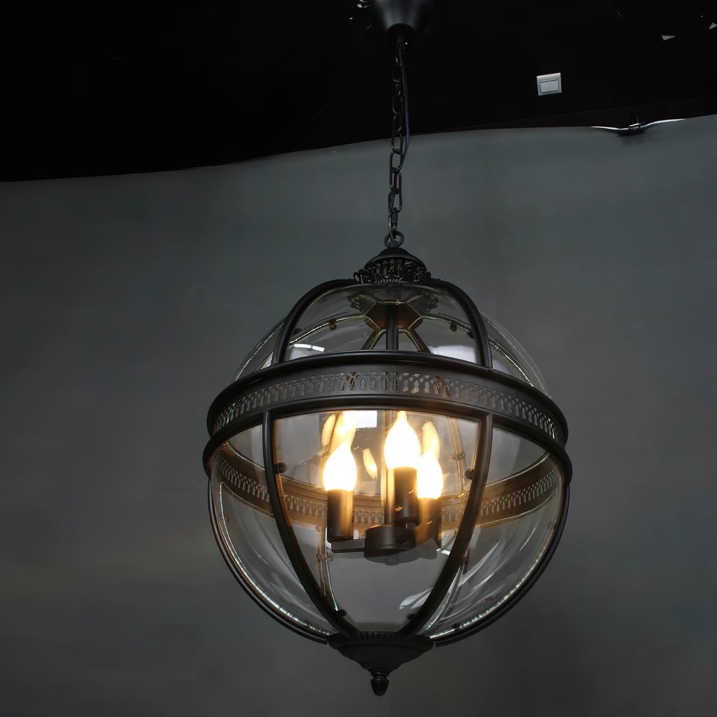 Vintage Glazen Hanglamp Industriële Globe Hangarmatuur