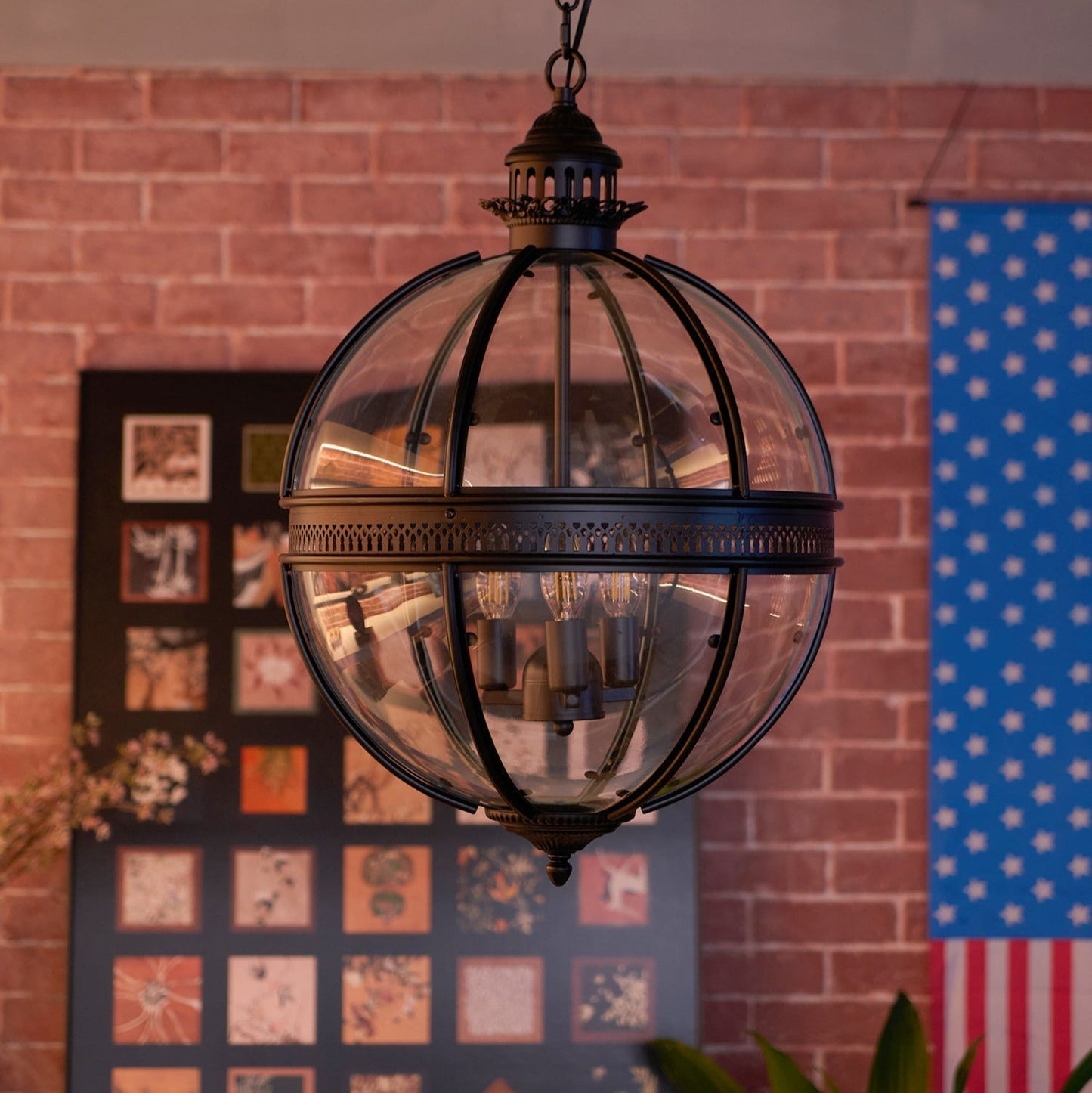 Vintage Glazen Hanglamp Industriële Globe Hangarmatuur