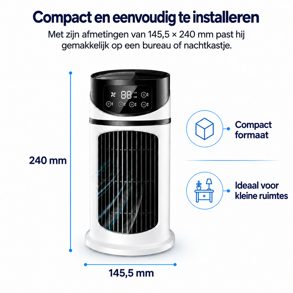 Burea ventilator met verdampingskoelsysteem – USB, 6 snelheden