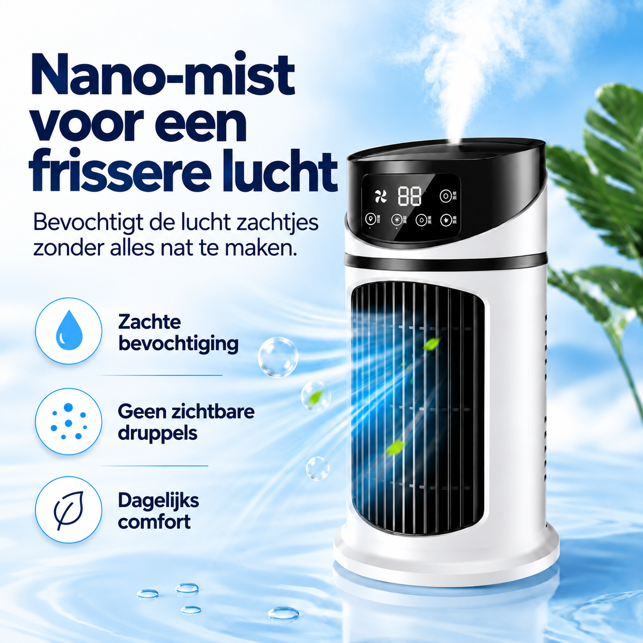 Burea ventilator met verdampingskoelsysteem – USB, 6 snelheden