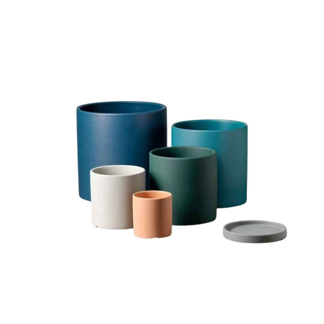POTERIE – Modern Bloempot van Keramiek met Schotel