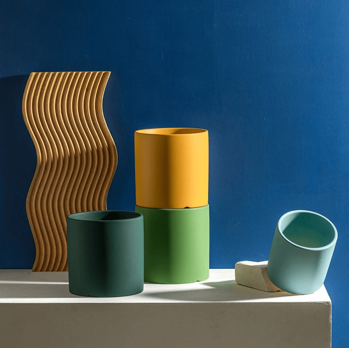POTERIE – Modern Bloempot van Keramiek met Schotel
