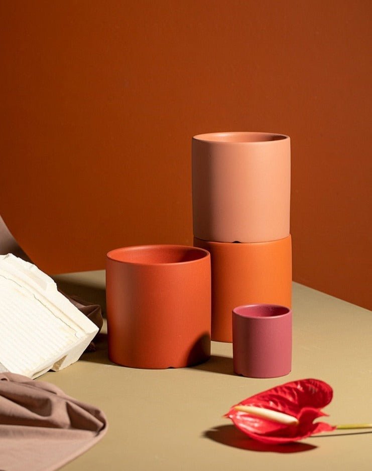 POTERIE – Modern Bloempot van Keramiek met Schotel