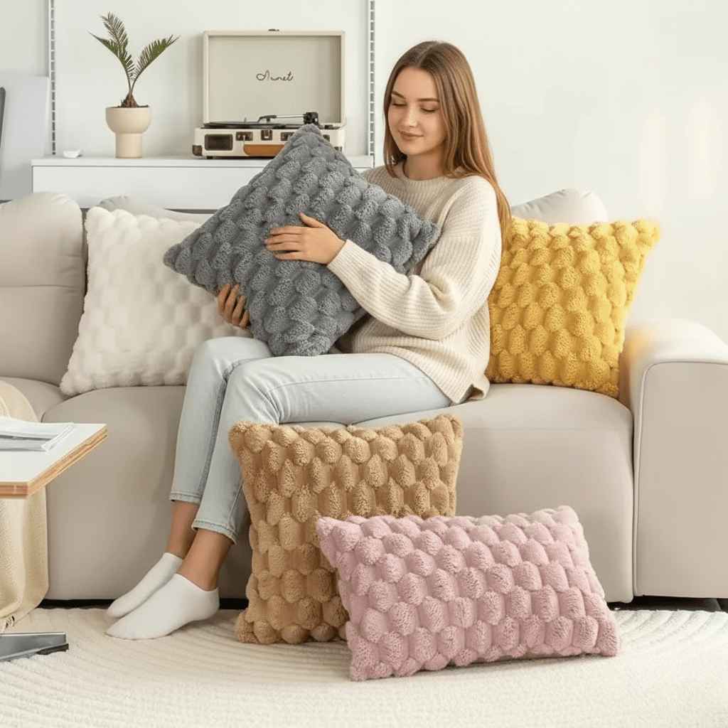 PLUMELLÉ – Kussenhoes Van Katoenmengsel Met Fluffy 3D-Haptiek