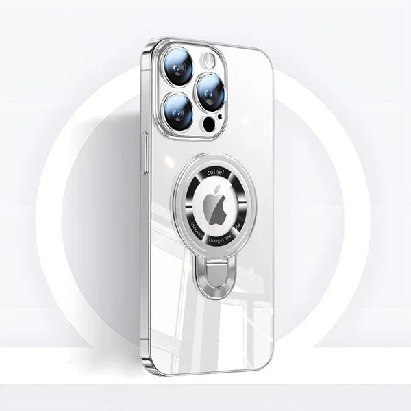 iPhone MagSafe Serie | Transparante elektroplattierte roterende standaard telefoonhoes