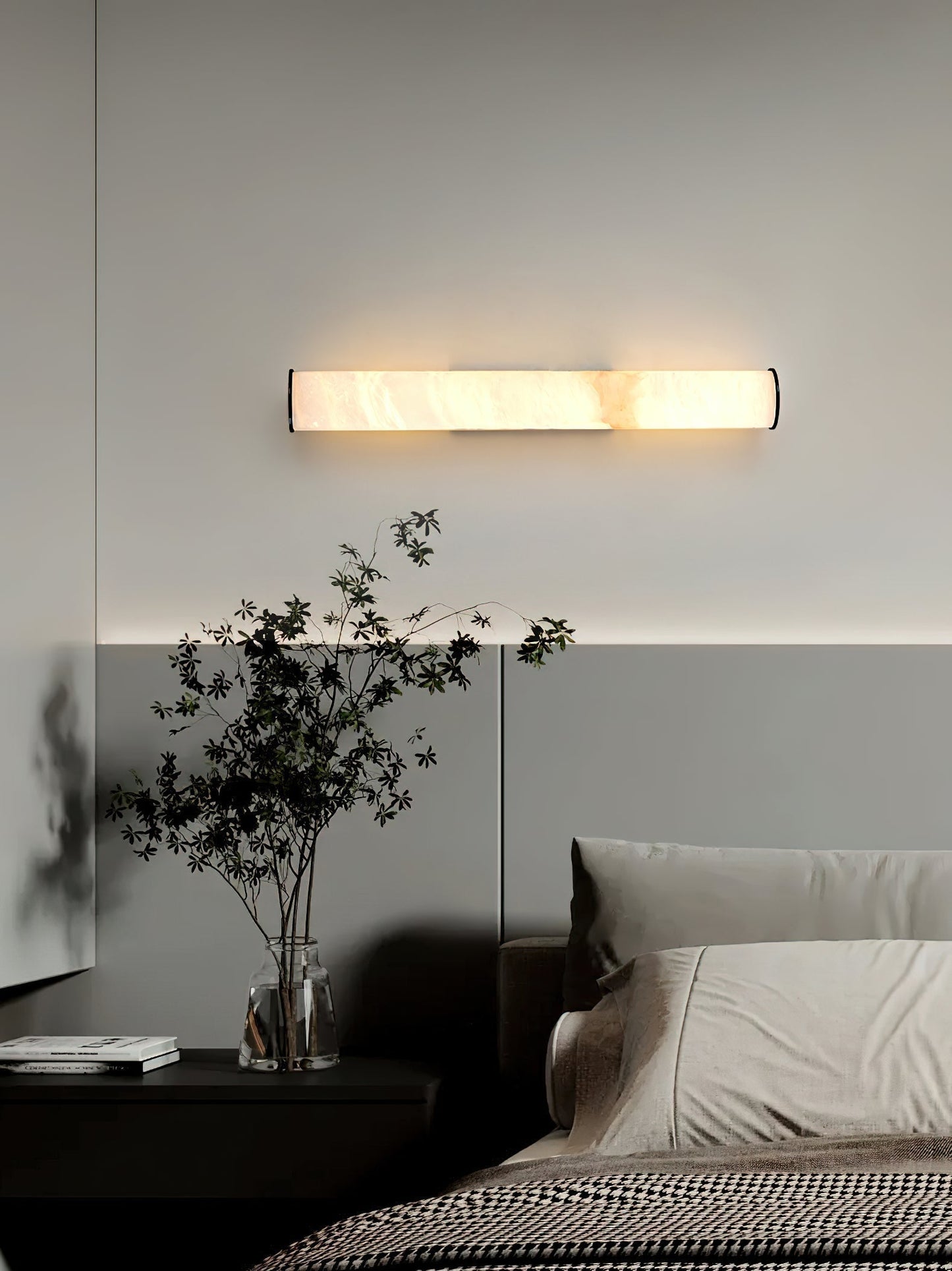 Arcus Wandlamp Elegant Minimalistisch Modern in Messing en Alabaster