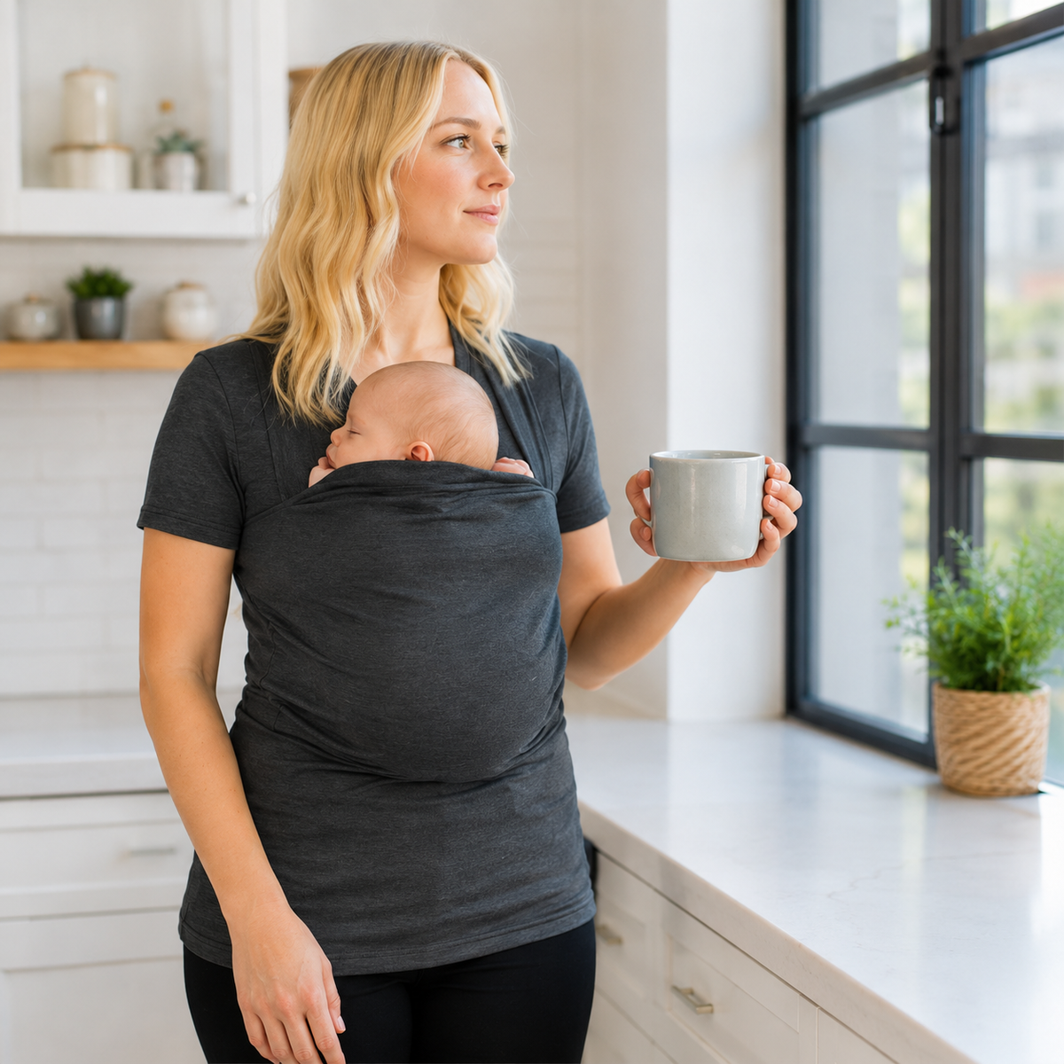 CarryMe Draag T-shirt voor Baby – Comfortabel T-shirt met Borstvoedingsfunctie
