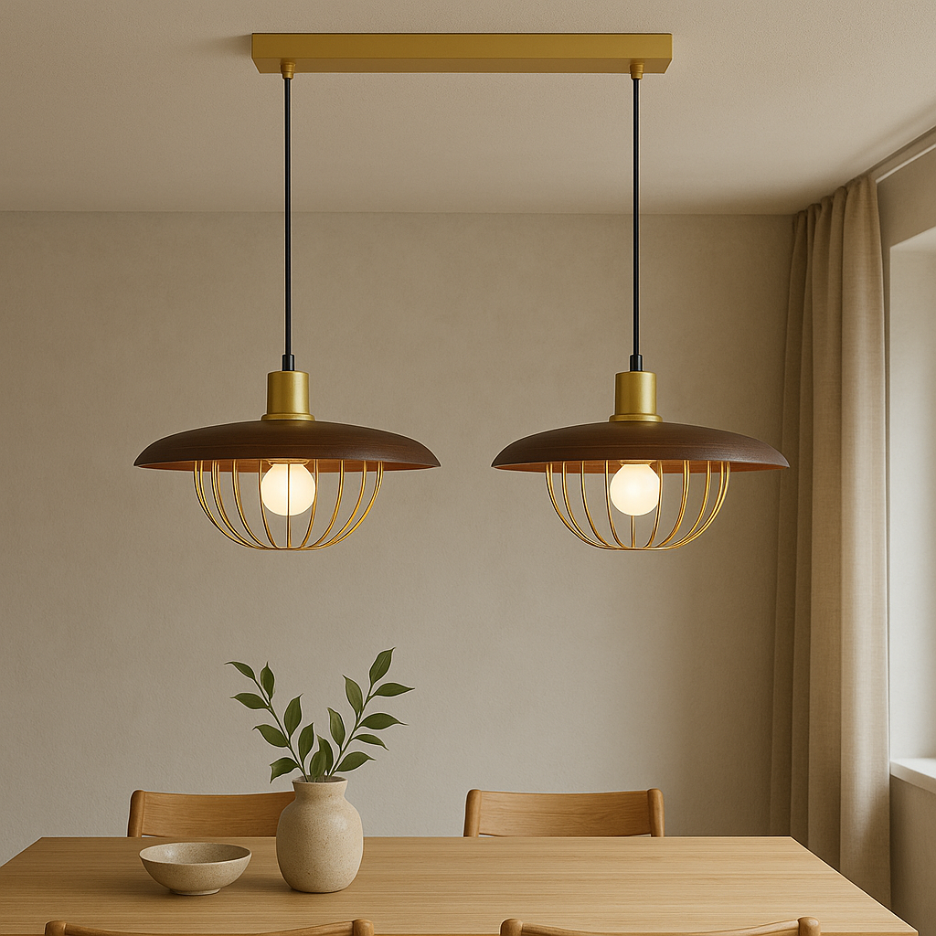Noordse Houten Kooi Hanglamp