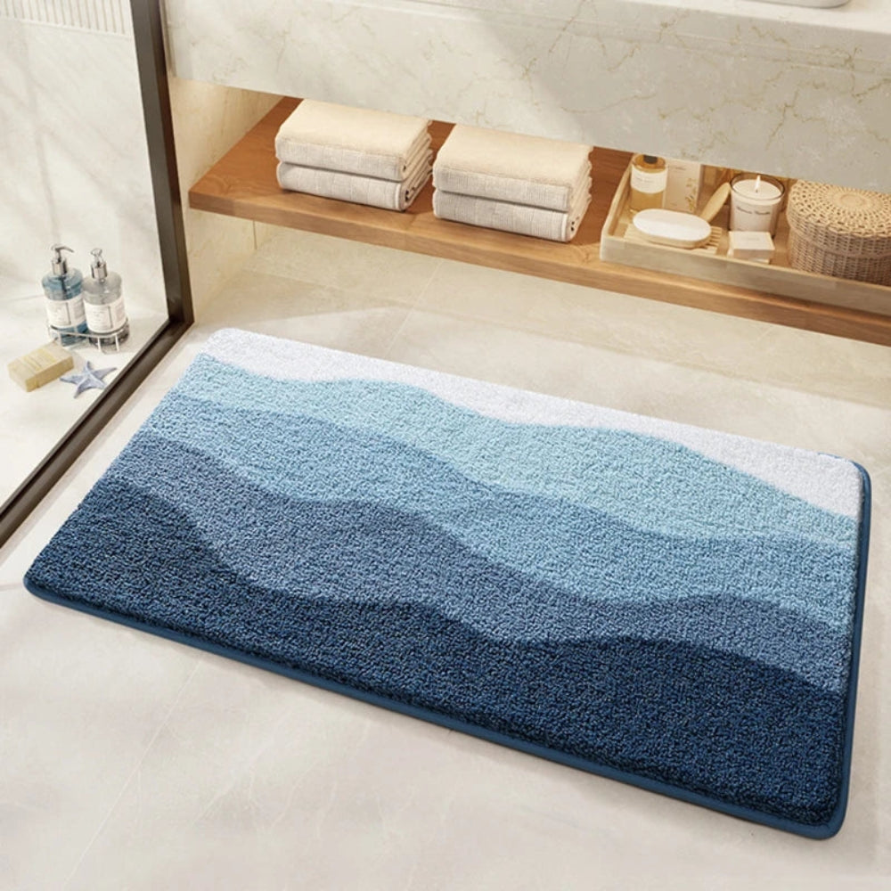 Coastal Wave Pattern Antislip Badmat