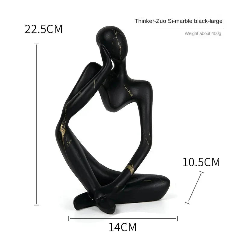 Abstracte Denker Sculptuur | Handgemaakte Hars Tafeldecoratie