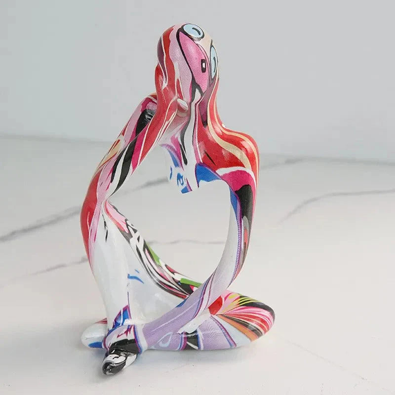 Abstracte Denker Sculptuur | Handgemaakte Hars Tafeldecoratie